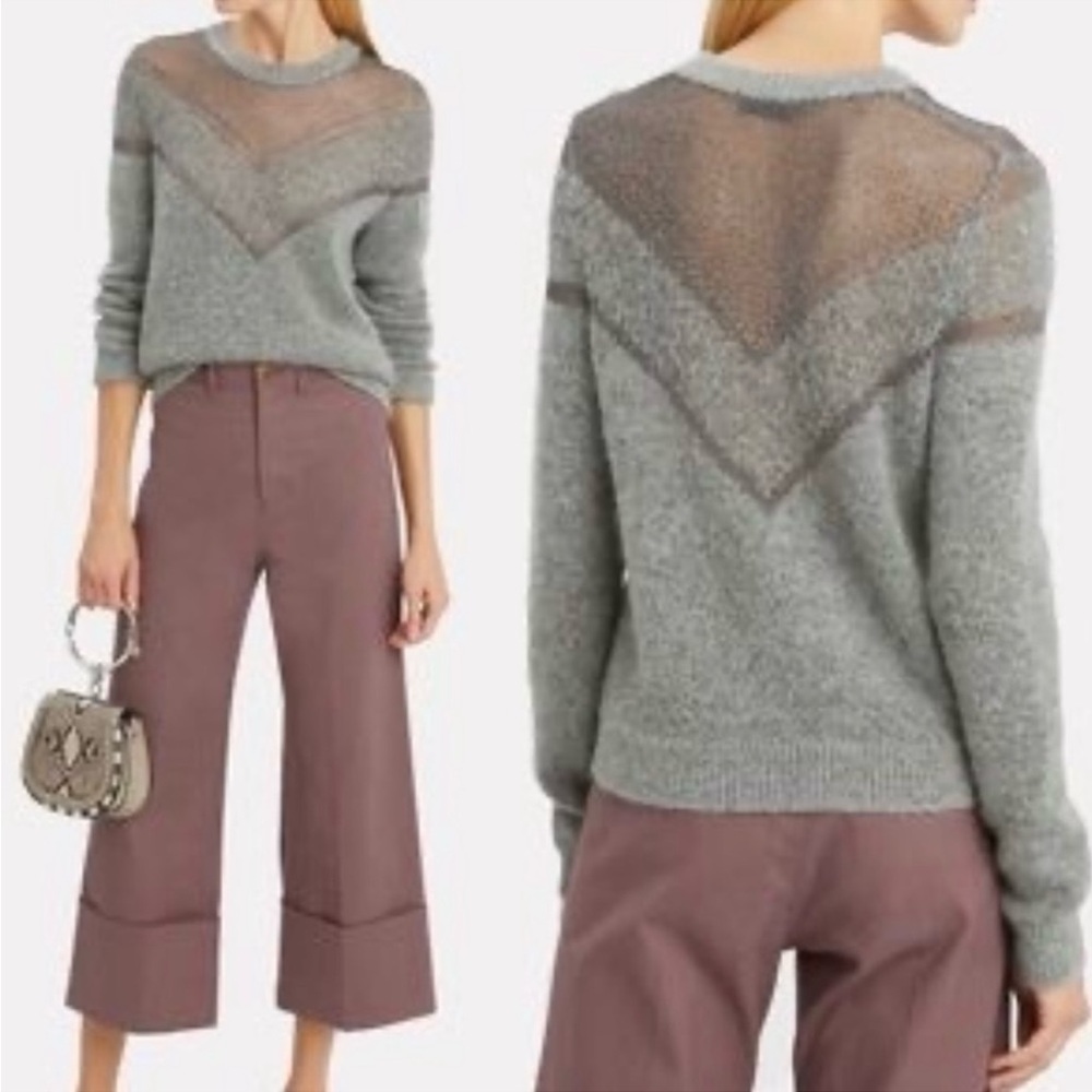RAG & BONE Women's Gray Blaze
Metallic Net Sweater, Size Small